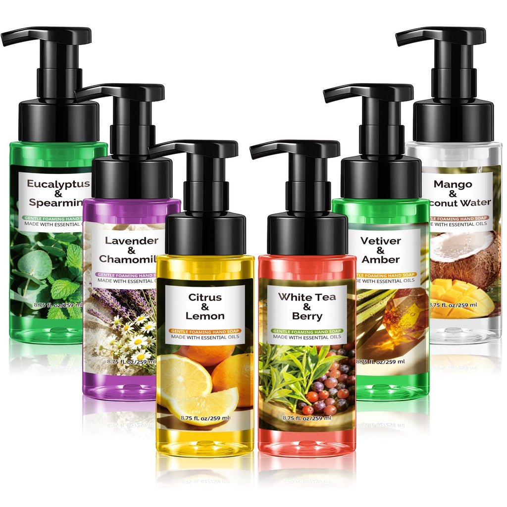 Swiffen 6 Pack Scented Foaming Hand Soap – Gentle, Moisturizing Liquid Hand Wash Gift Set (6 x 8.75 fl oz)