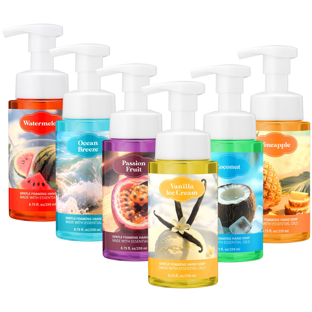 Swiffen 6-Pack Summer Foaming Hand Soap with Pump – Moisturizing Scented Hand Wash (8.75 oz ea)