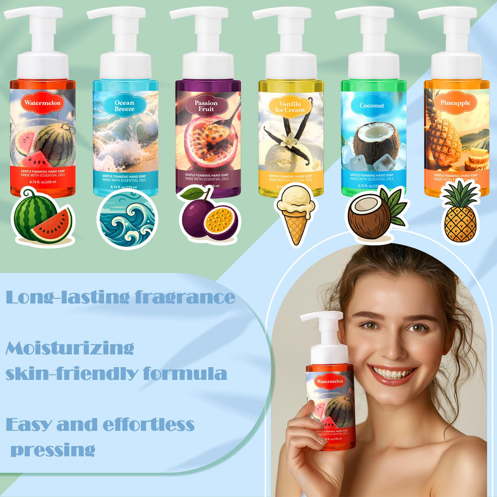 Swiffen 6-Pack Summer Foaming Hand Soap with Pump – Moisturizing Scented Hand Wash (8.75 oz ea)