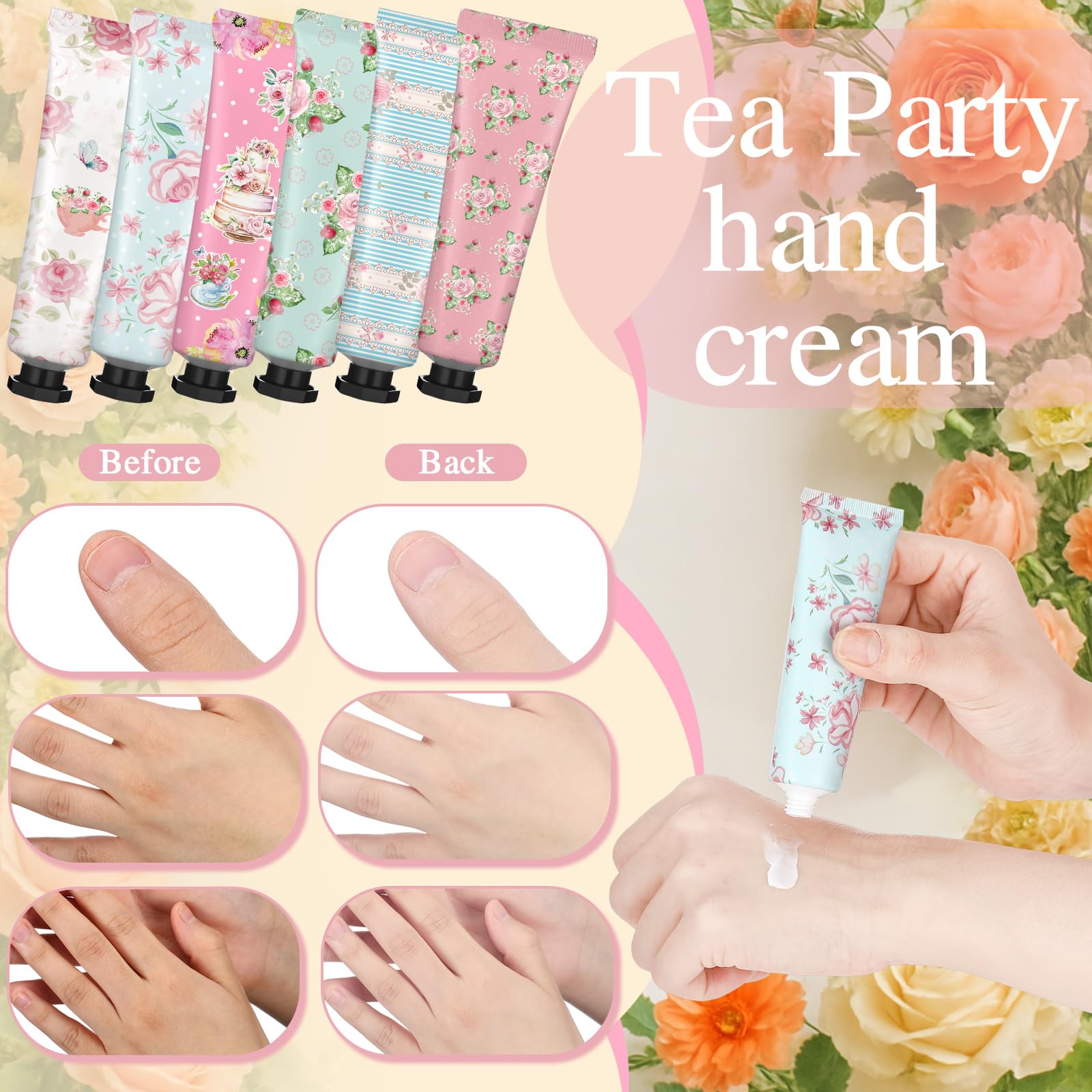 Swiffen Tea Party Hand Cream Gift Set – Wonderland Floral 30ml Tubes, 36-Pack Teapot Gift Boxes