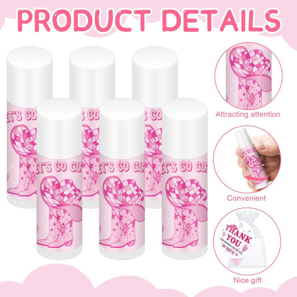 Swiffen 24-Set Lets Go Girls Cowgirl Lip Balm Party Favors with Organza Bags & Cards