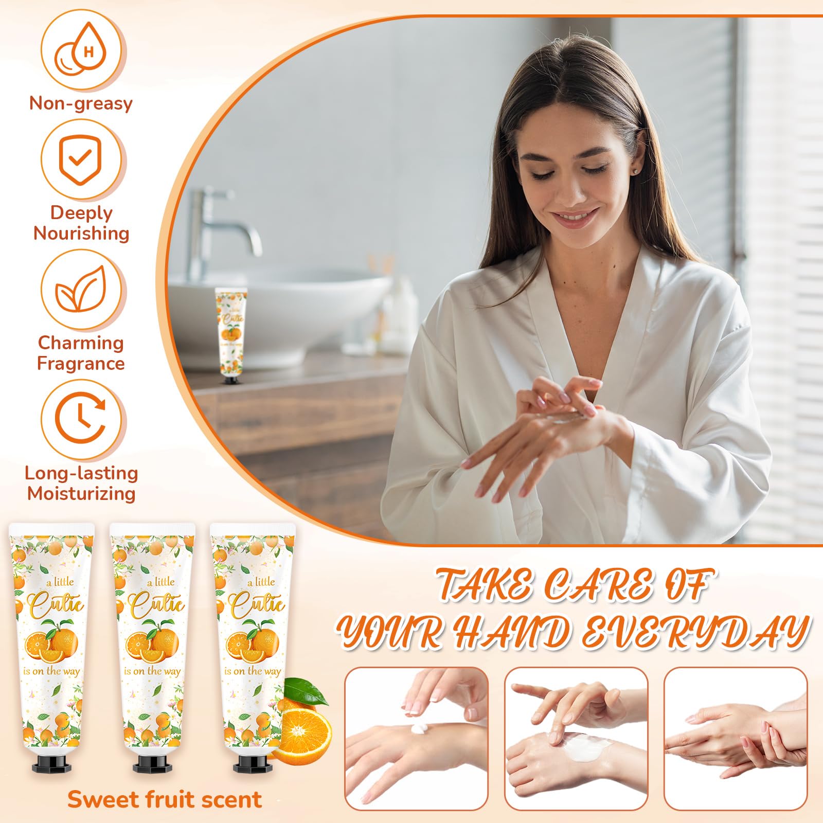 Swiffen 24 Sets Baby Shower Hand Cream Favors – Orange Cutie with Organza Bags
