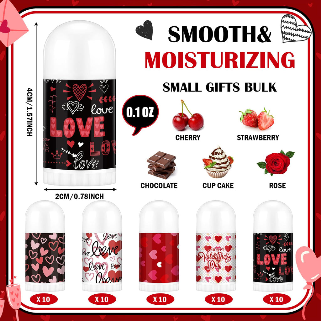 Swiffen 50-Pack Valentine's Mini Lip Balms Gifts Bulk for Galentine's Day