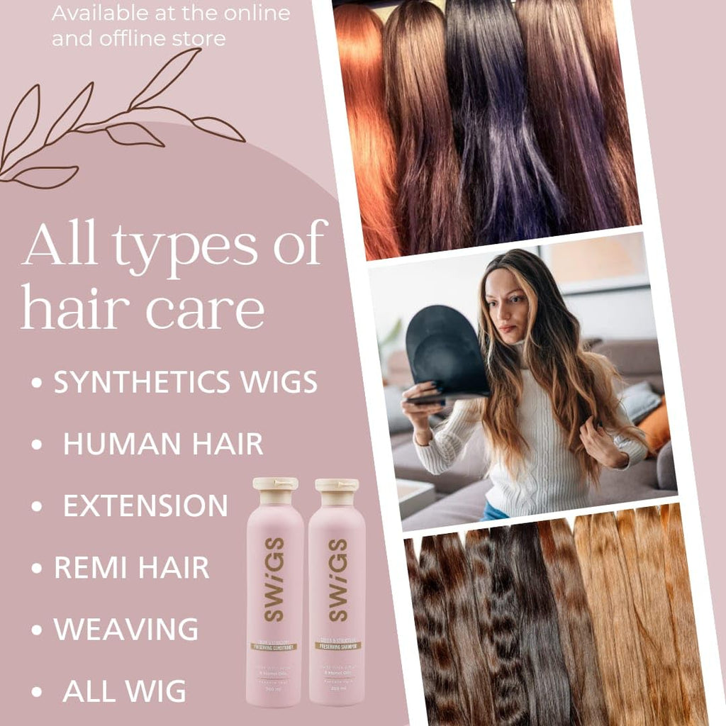 SWIGS Wig Shampoo & Conditioner Set — Detangle, Color-Safe, Body & Shine | 2-Pack 8 oz
