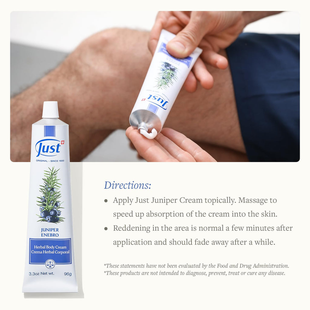 SwissJust Juniper Massage Cream 96g – Muscle & Joint Comfort, Pre- & Post-Workout for Seniors