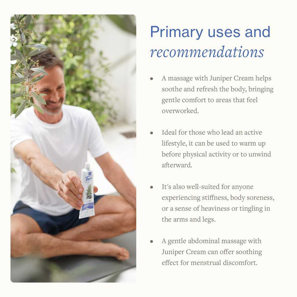 SwissJust Juniper Massage Cream 96g – Muscle & Joint Comfort, Pre- & Post-Workout for Seniors