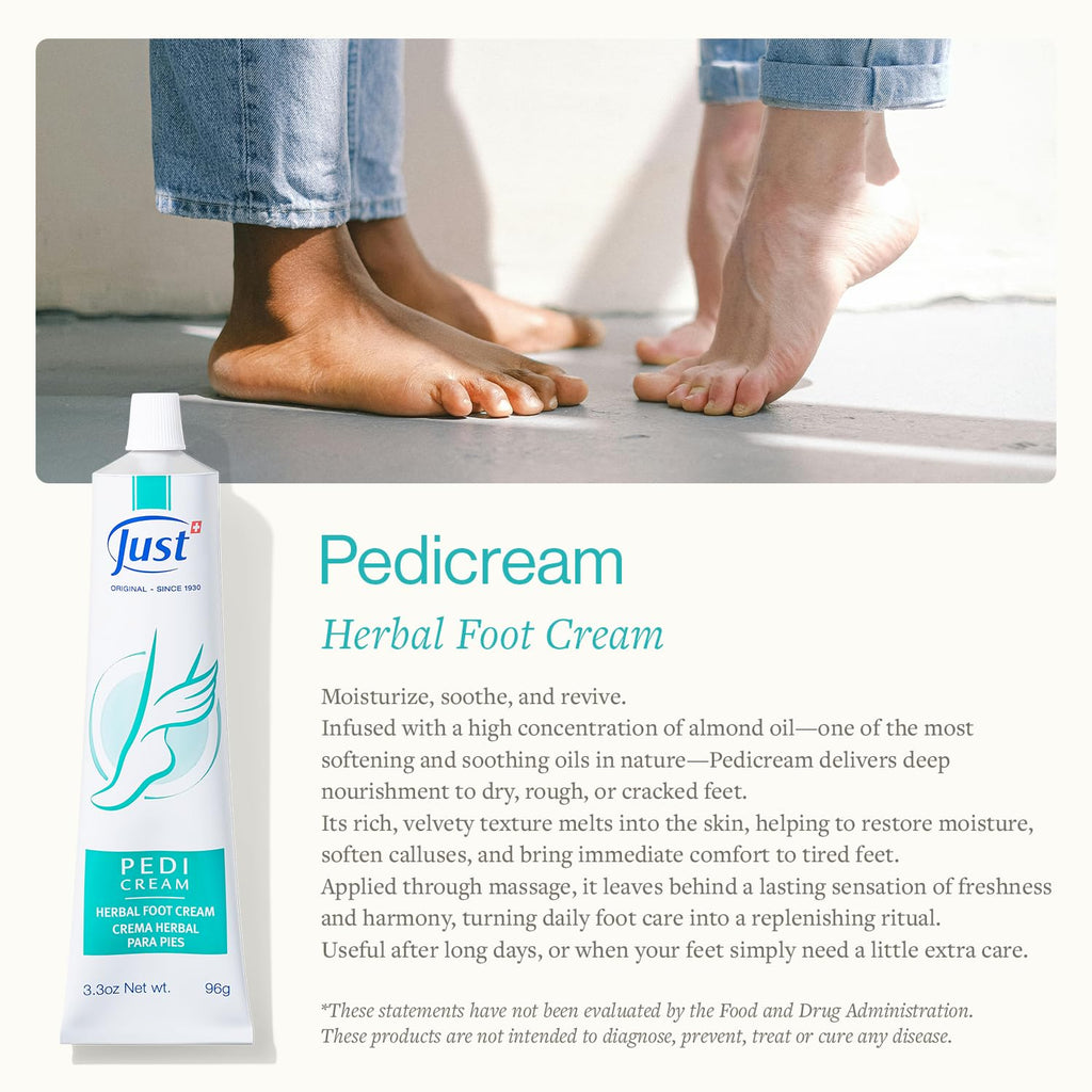 SwissJust Pedicream Foot Cream 3.4 Fl Oz – Nourishing Almond Oil for Dry, Cracked Feet