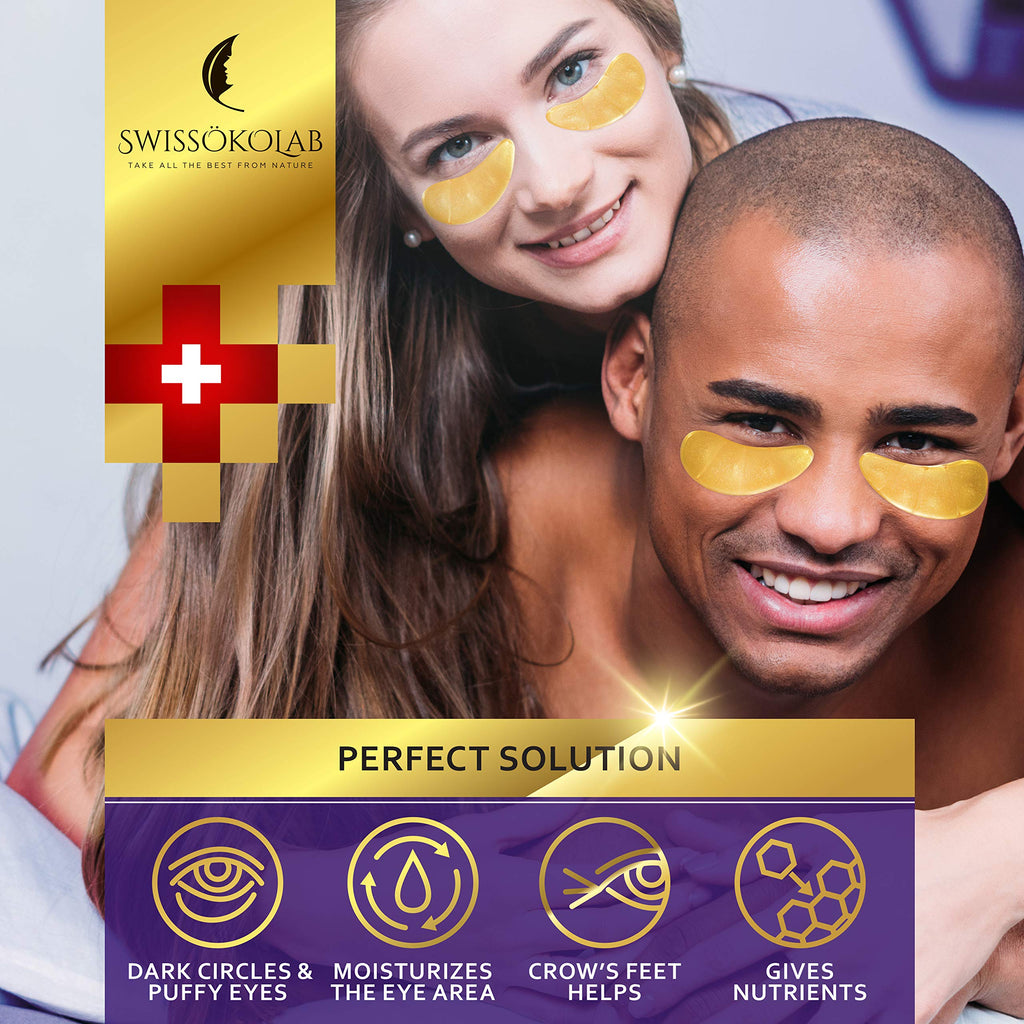 SWISSÖKOLAB 24k Gold Under Eye Patches – Puffy Eyes, Dark Circles, Hydration & Anti-Aging