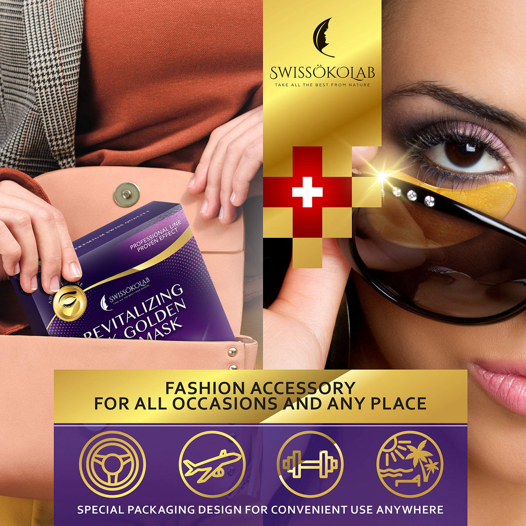 SWISSÖKOLAB 24k Gold Under Eye Patches – Puffy Eyes, Dark Circles, Hydration & Anti-Aging