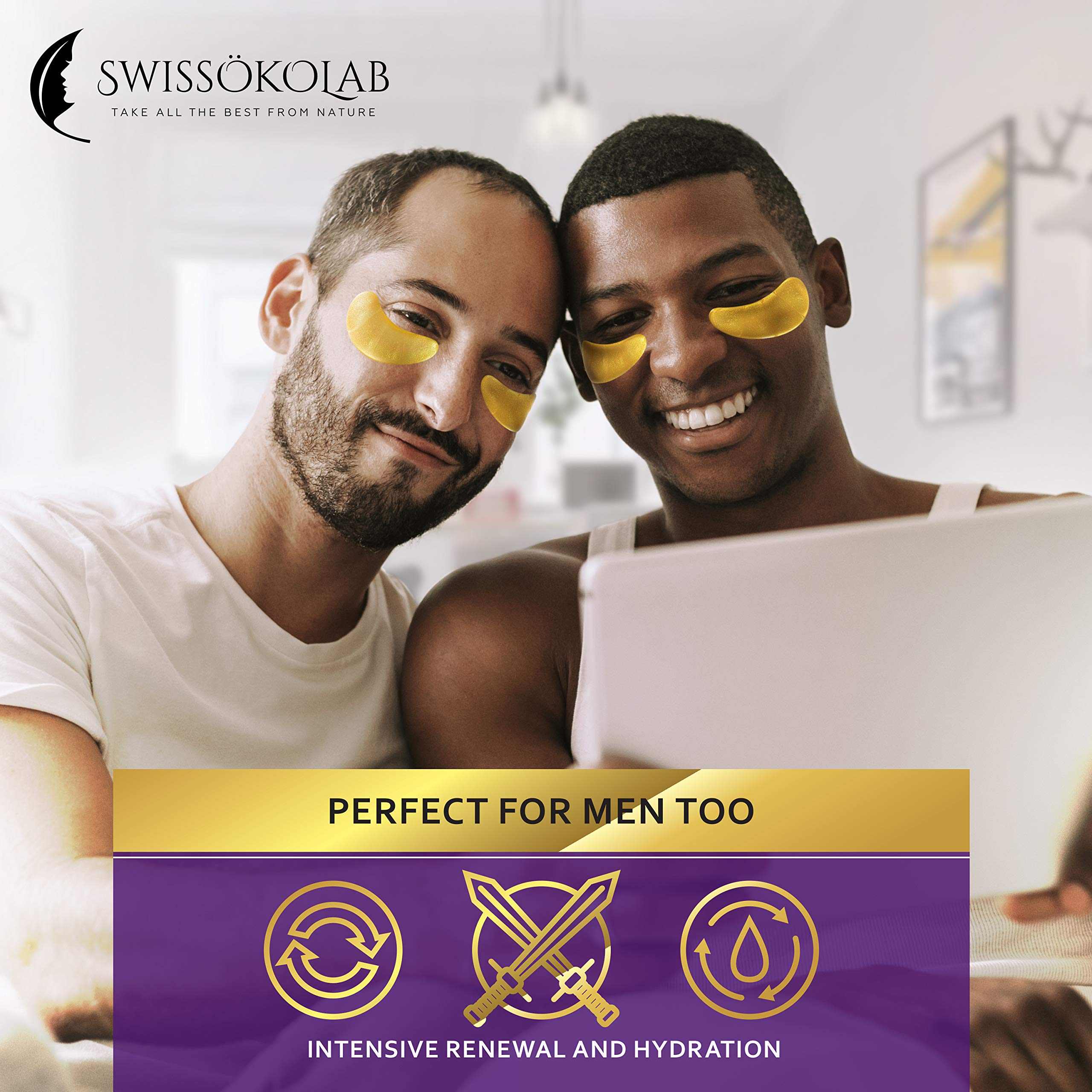 SWISSÖKOLAB 24k Gold Under Eye Patches – Puffy Eyes, Dark Circles, Hydration & Anti-Aging
