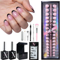 SXC Black Series French Tip Press-On Nails – Extra Short Almond, X-Pro Tips Starter Kit (160pcs)