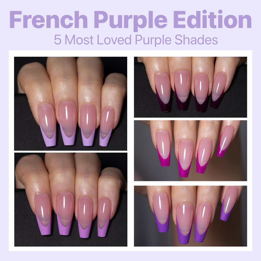 SXC Cosmetics French Tip Press On Nails – Purple Series (Extra Short Square) – 150pcs X-Pro Tips Starter Kit