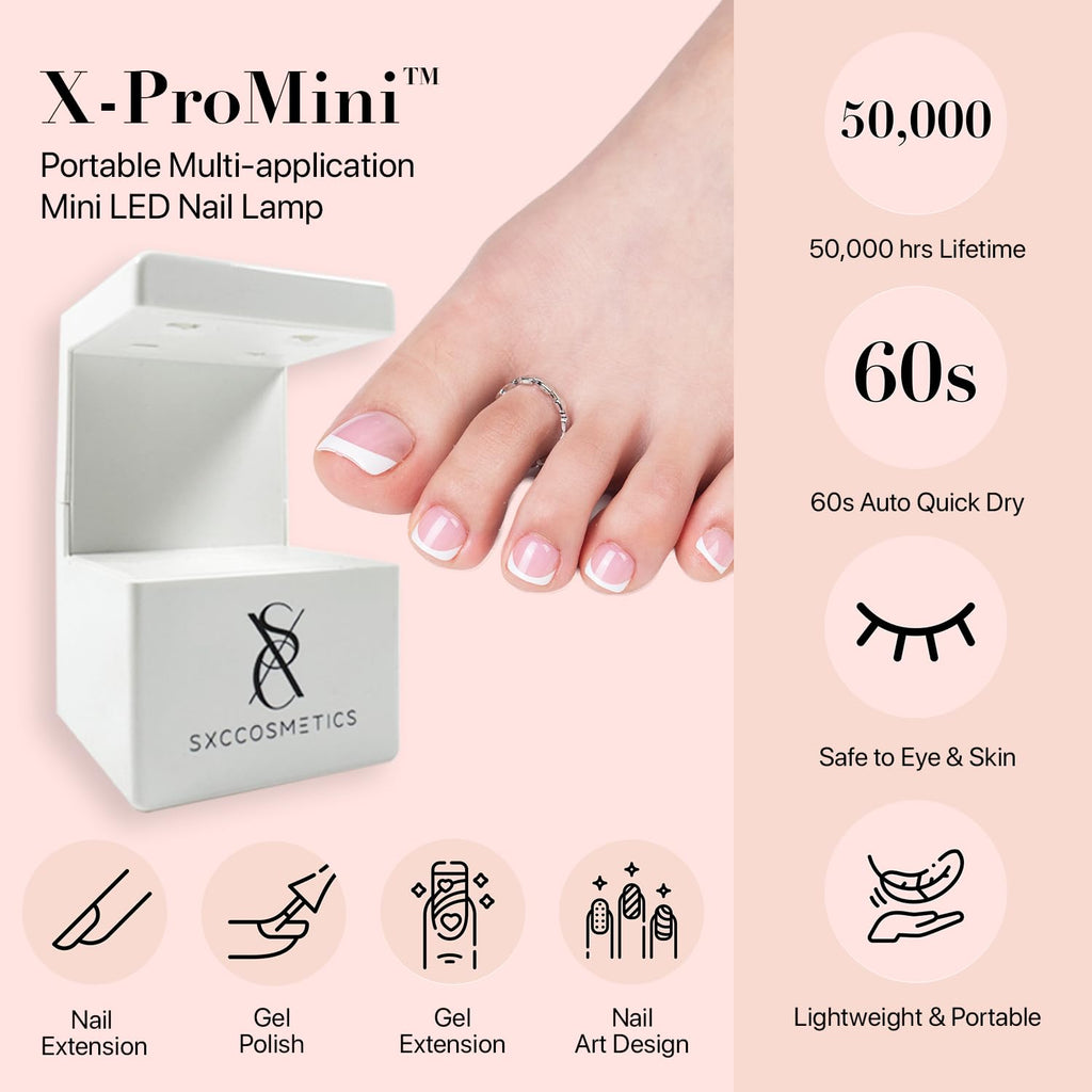 SXC Cosmetics X-Pro Tips French Tip Press On Toenails for Women – Short Brown French, Acrylic Soft Gel System