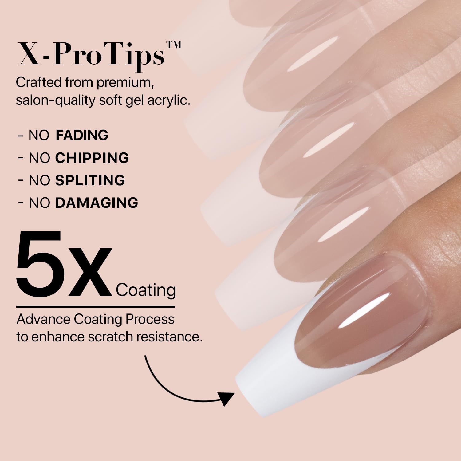 SXC Brown French Tip Press-On Nails – Ultra Fit, 150 Pieces, 15 Sizes, Pre-Applied Primer & Base Coat