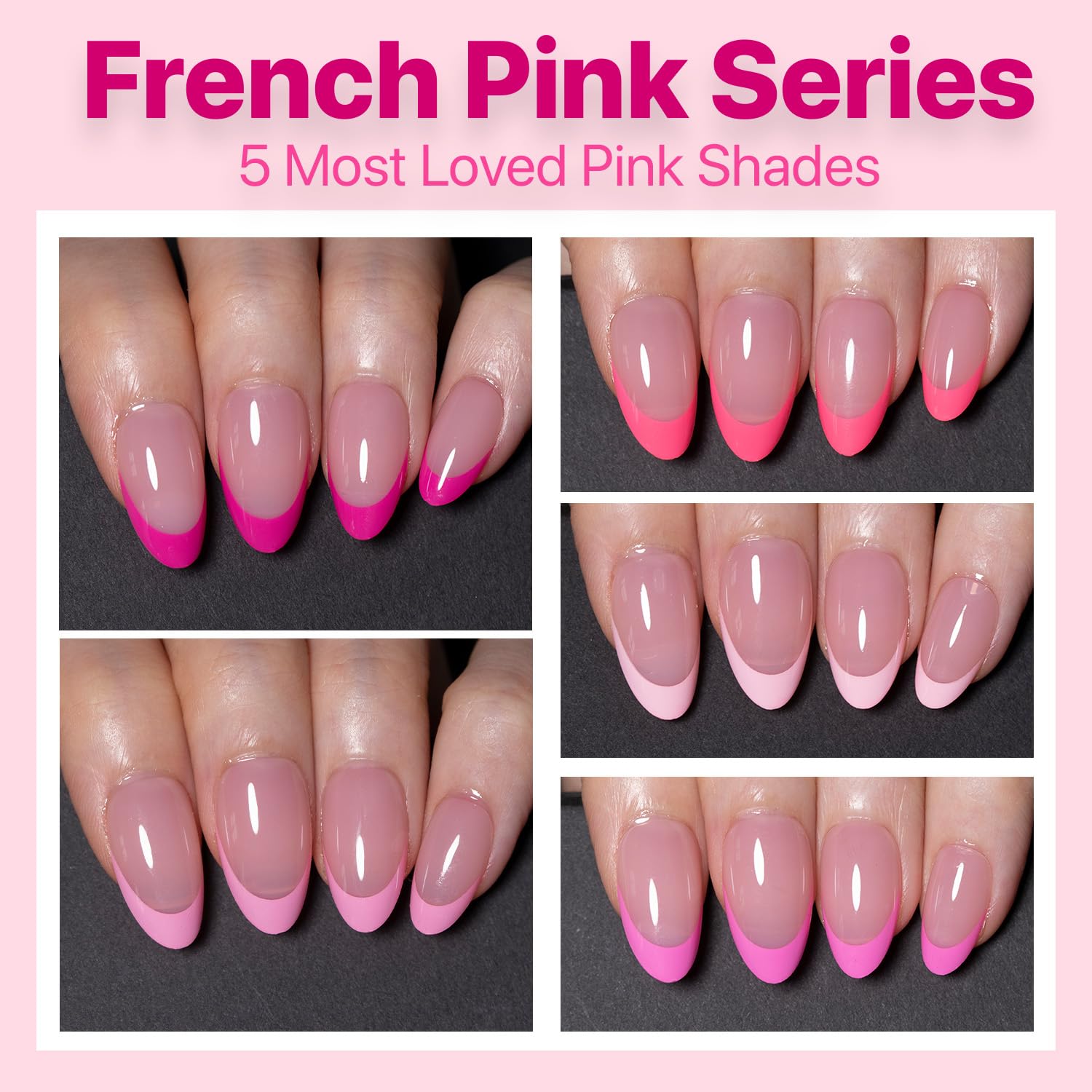 SXC Cosmetics French Tip Press On Nails – Pink Series Starter Kit with X-Pro Tips | 160 PCS, 16 Sizes, 5 Styles, Beginner-Friendly