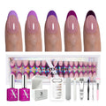 SXC Cosmetics French Tip Press On Nails – Purple Series, Short Almond, X-Pro Tips Starter Kit | 160PCS, 16 Sizes, 5 Styles, Beginner-Friendly