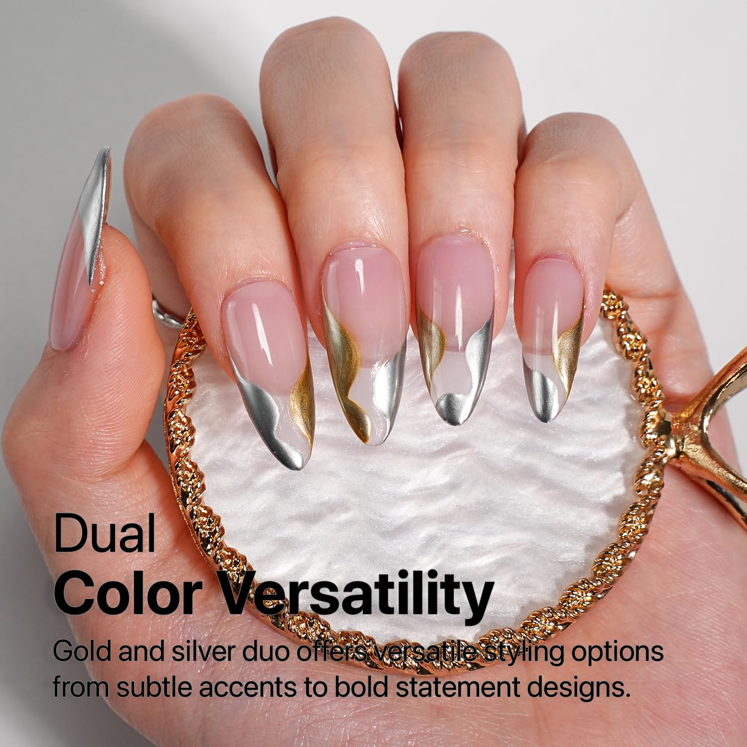 SXC Gel Liner Nail Art Set – Gold & Silver | Precision Brush, High-Gloss Finish