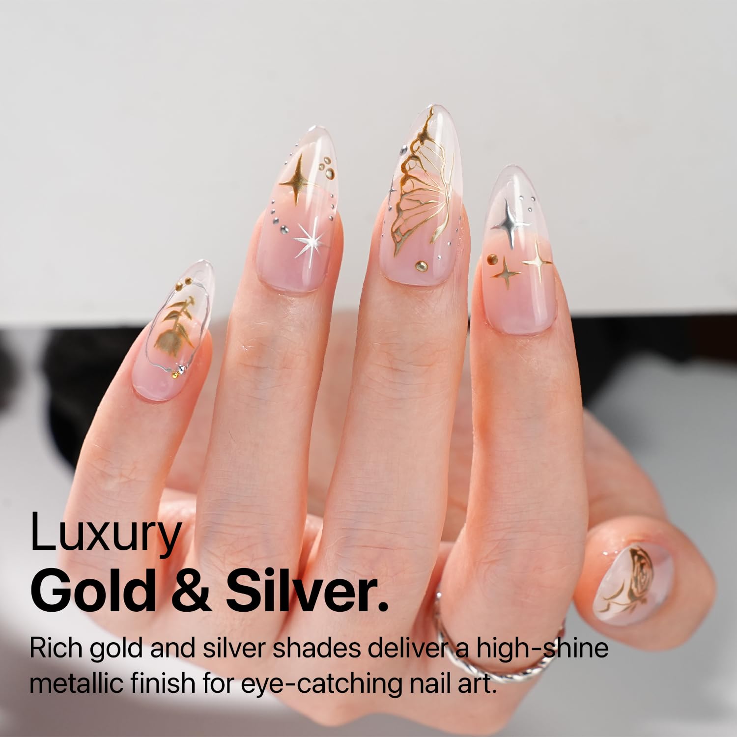 SXC Gel Liner Nail Art Set – Gold & Silver | Precision Brush, High-Gloss Finish