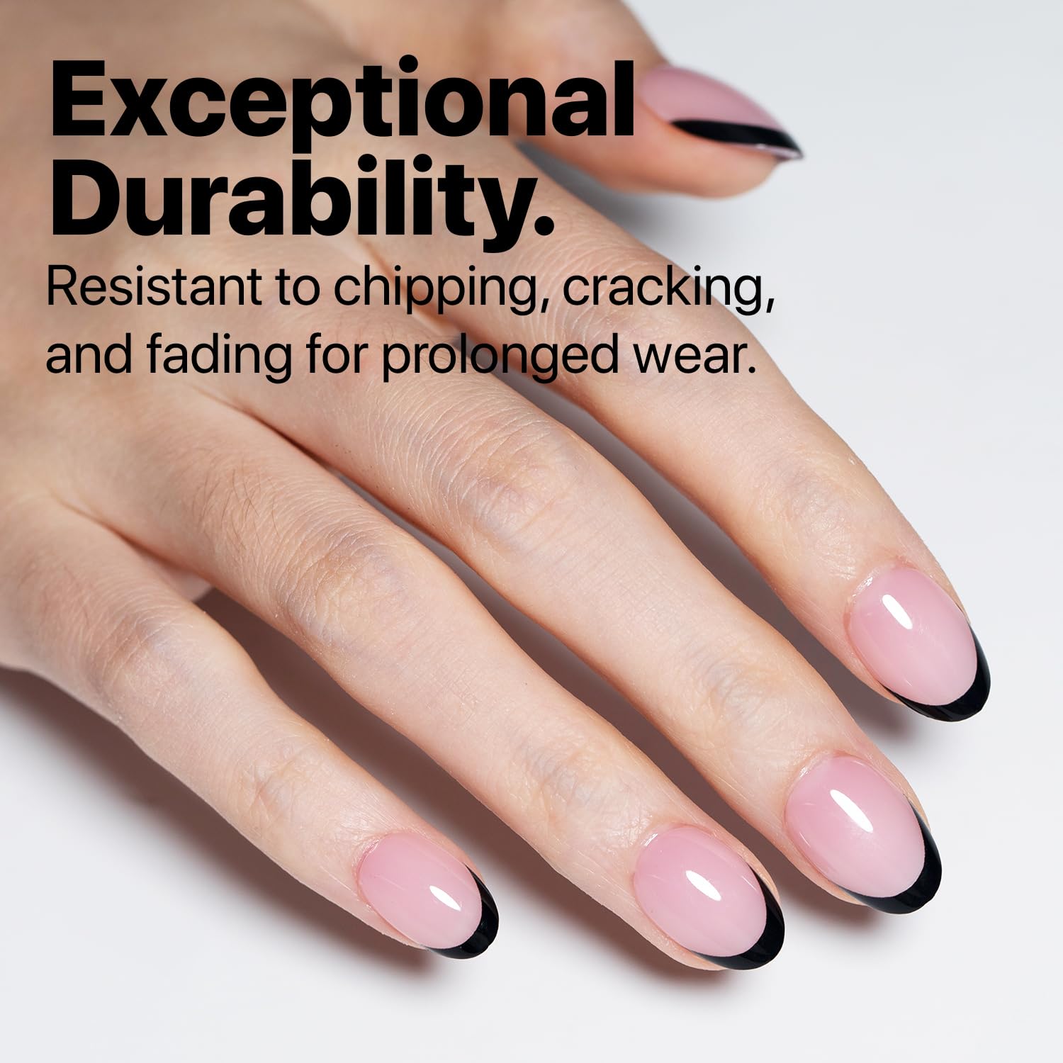 SXC Black Series French Tip Press-On Nails – Extra Short Almond, X-Pro Tips Starter Kit (160pcs)