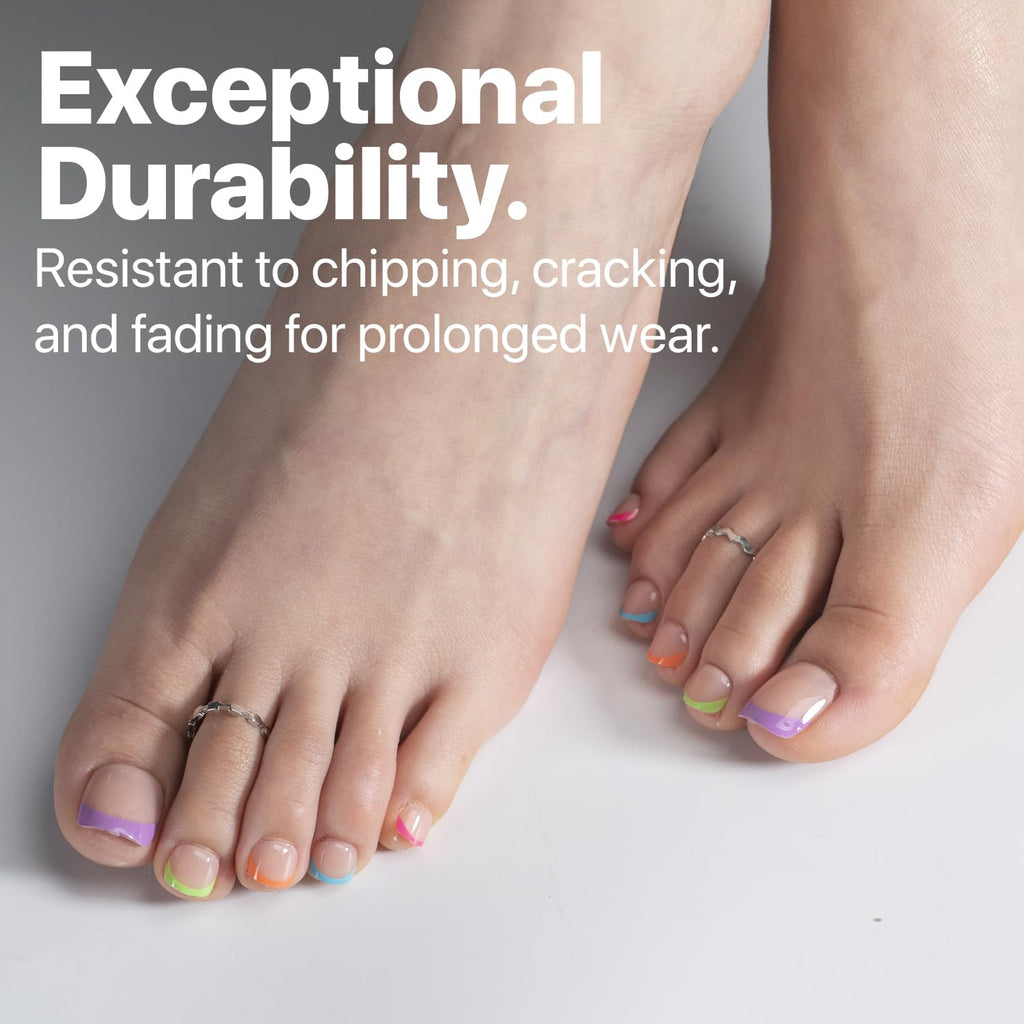 SXC Cosmetics X-Pro Tips French Tip Press-On Toenails – Short Pastel Glow (Soft Gel System)