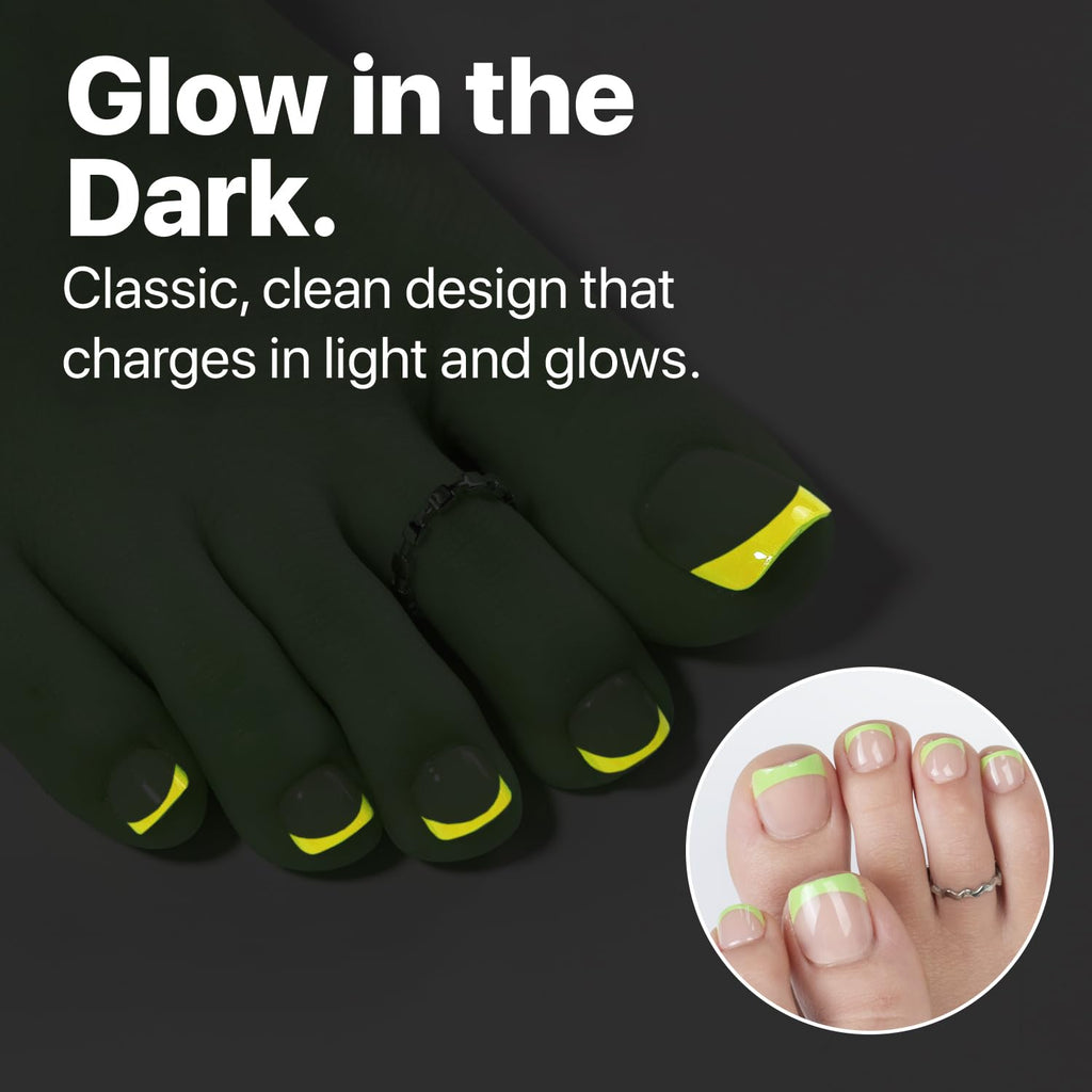SXC Cosmetics X-Pro Tips French Tip Press-On Toenails – Short Pastel Glow (Soft Gel System)