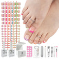 SXC Cosmetics X-Pro Tips French Tip Press-On Toenails – Short Pastel Glow (Soft Gel System)