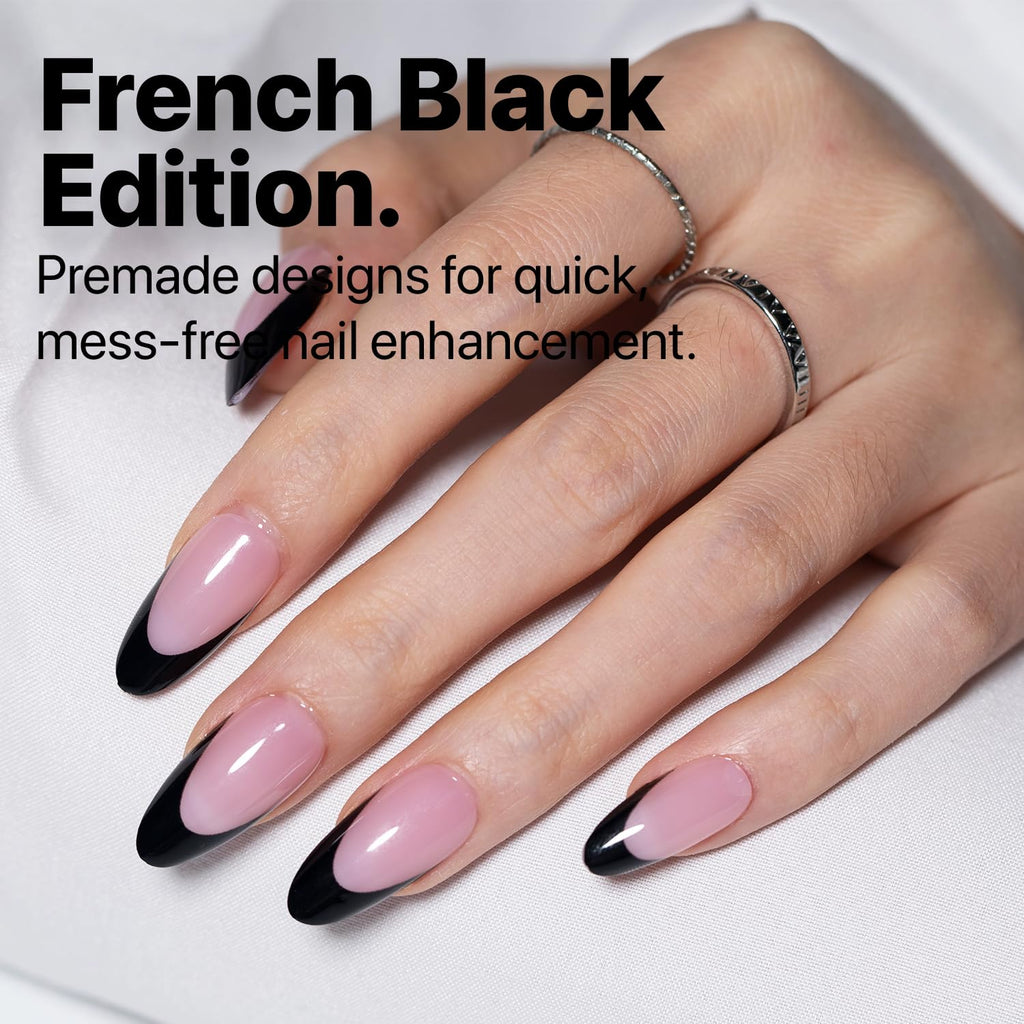 SXC Black Series French Tip Press-On Nails – X-Pro Tips Starter Kit (150pcs, 15 sizes, 5 styles)