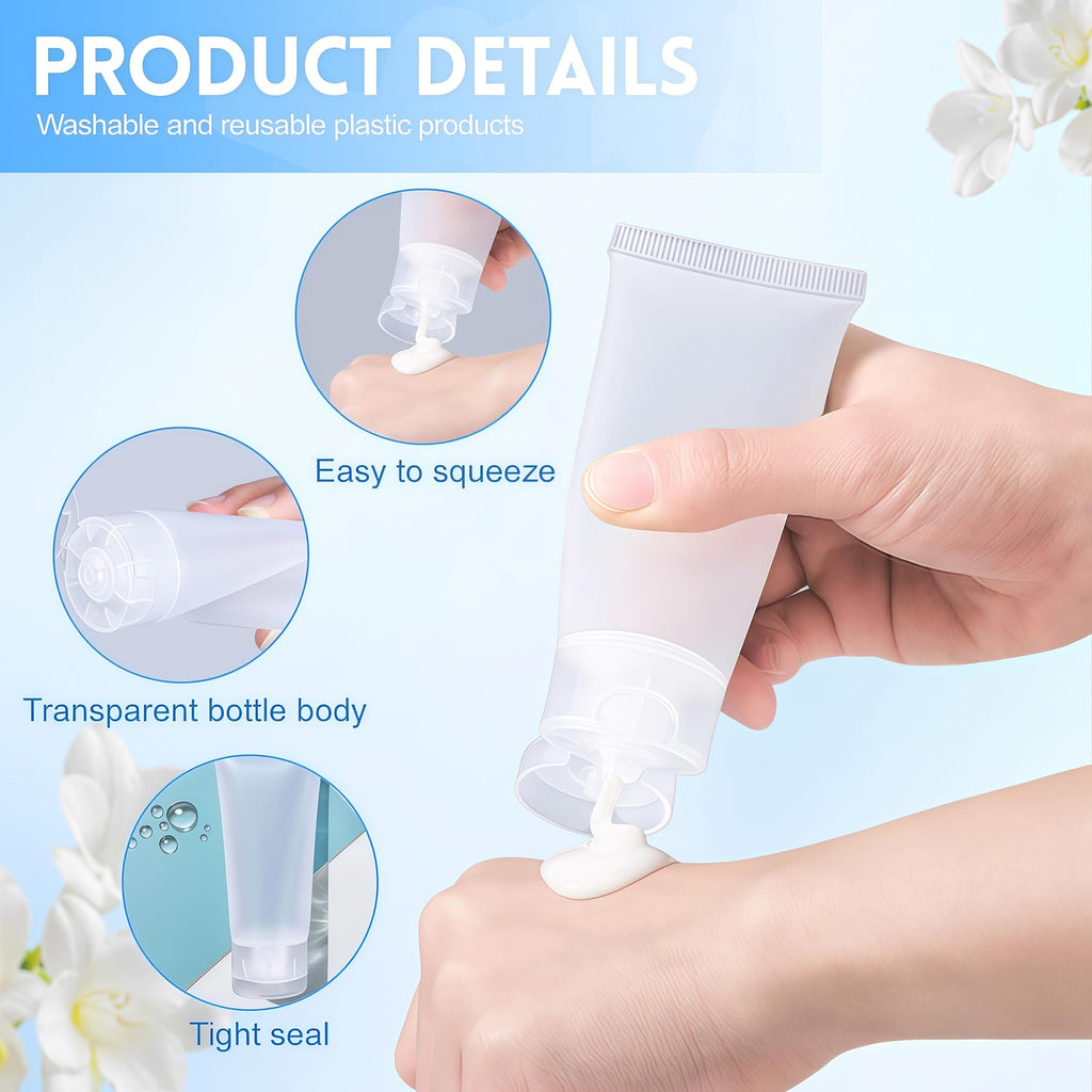 SYBL 20Pcs Clear Empty Refillable Tubes 100ml – Leak-Proof Squeezable Containers