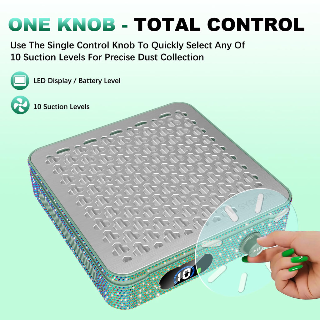 SYDRON Nail Dust Collector 1000Pa – 10 Speed, Low Noise, Dark Green Diamond