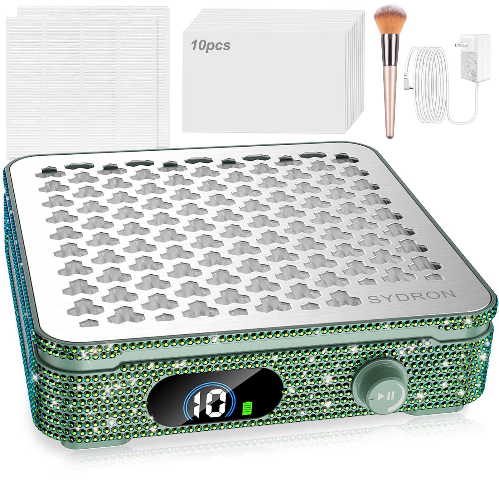 SYDRON Nail Dust Collector 1000Pa – 10 Speed, Low Noise, Dark Green Diamond