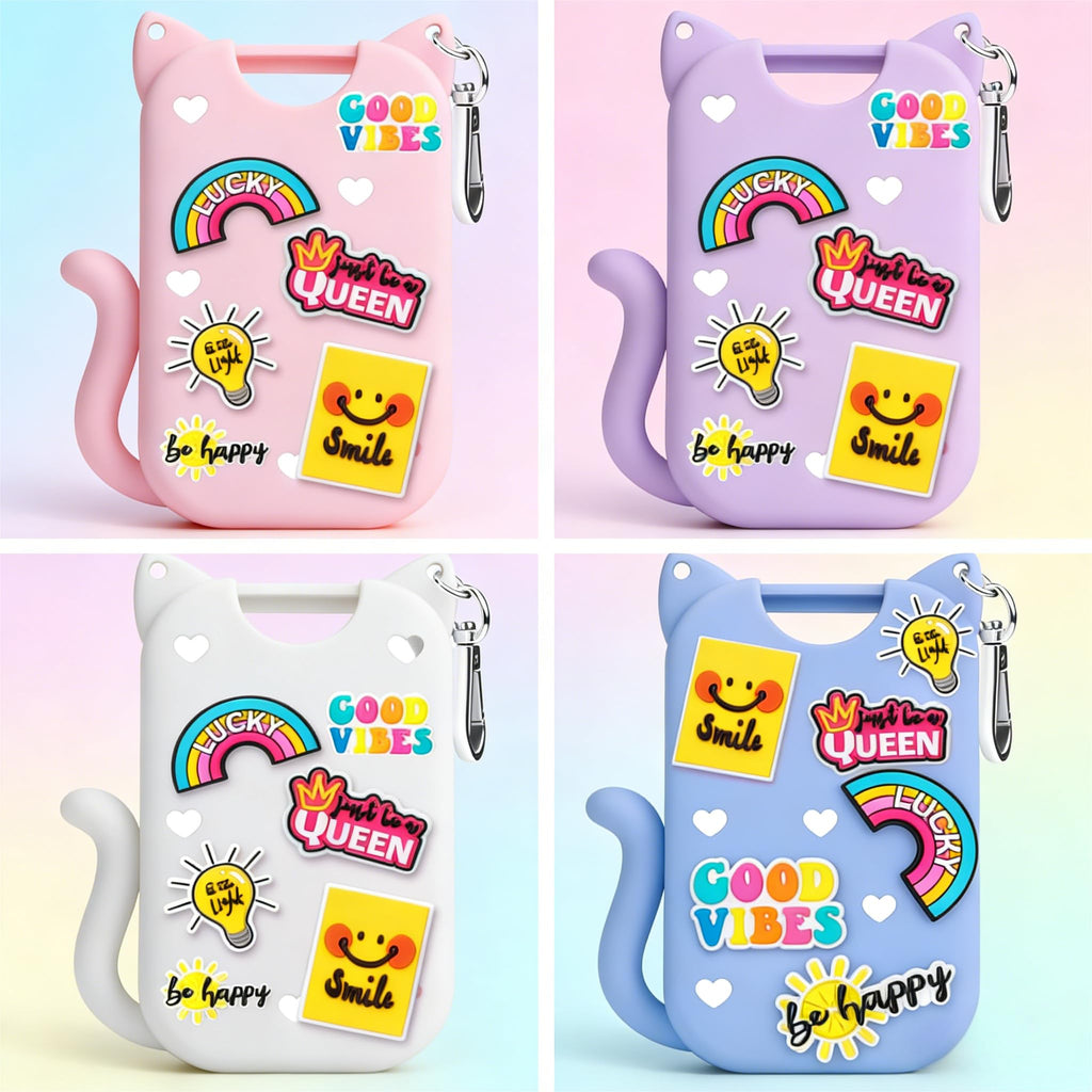 SYLYCANN Silicone Case for Touchland Hand Sanitizer Spray | Cat-Ear Design, Keychain & Charms