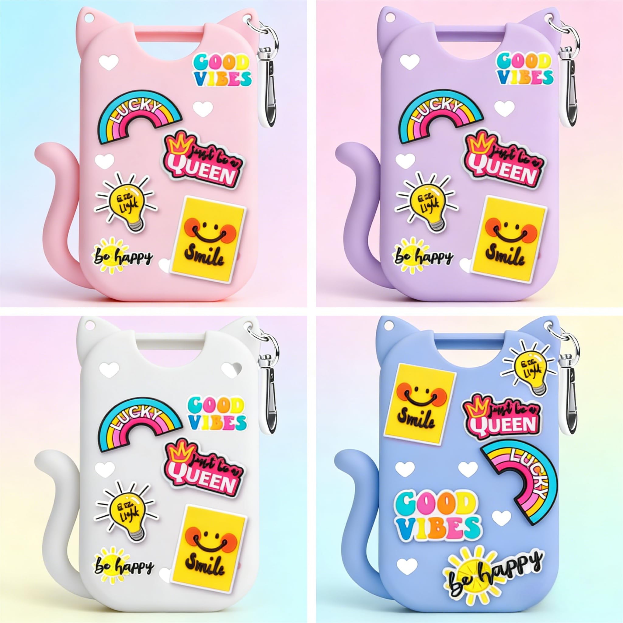 SYLYCANN Silicone Case for Touchland Hand Sanitizer Spray | Cat-Ear Design, Keychain & Charms