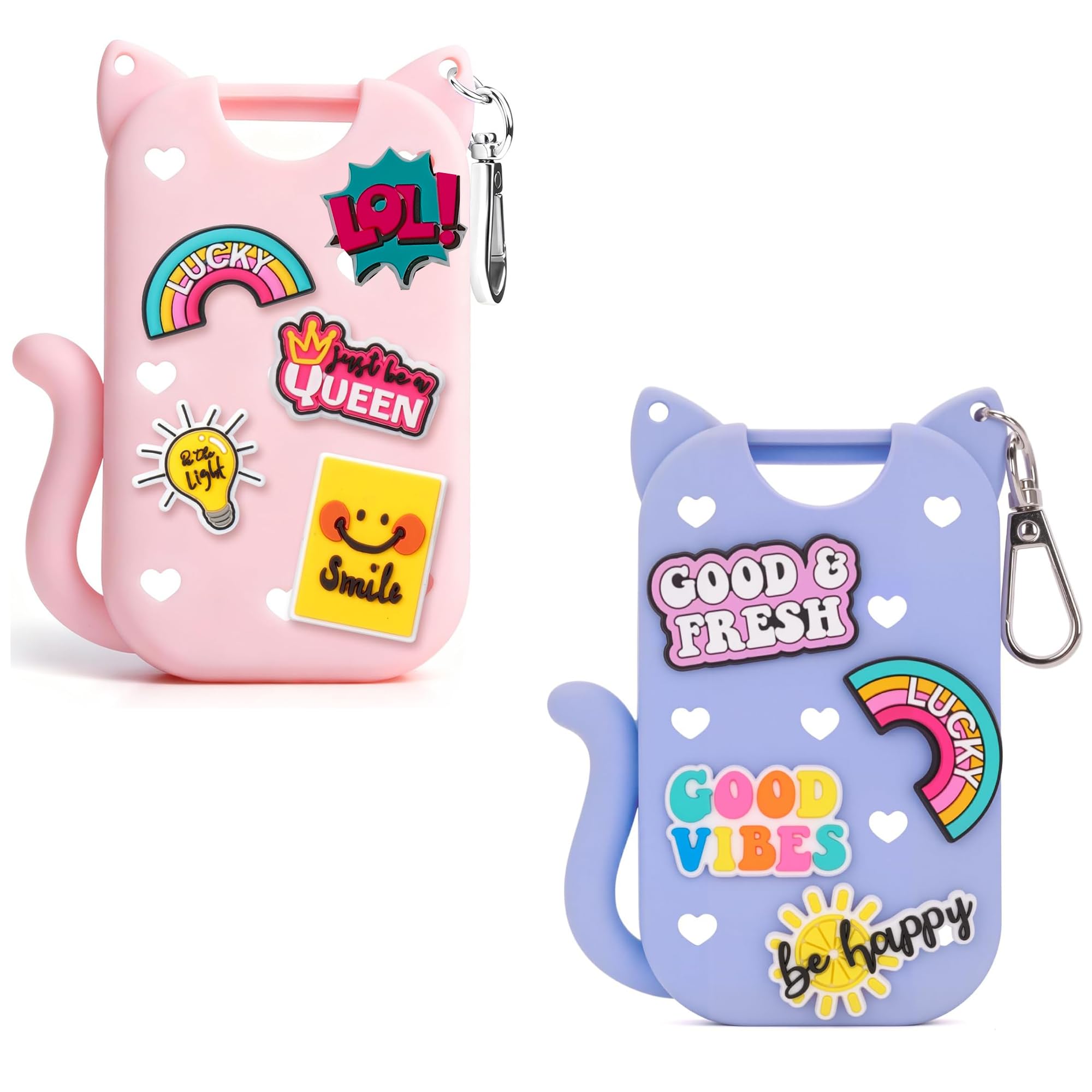 SYLYCANN Silicone Case for Touchland 1oz Spray – Cute Cat-Ear Case, Keychain & 8 Charms