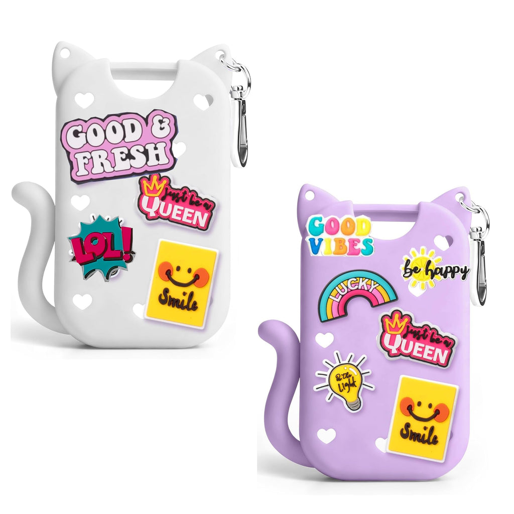 SYLYCANN Silicone Case for Touchland Hand Sanitizer Spray | Cat-Ear Design, Keychain & Charms
