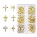 Symphonyw 3D Cross Nail Charms – 60 Pcs Gold Alloy Nail Decorations for Nails & DIY Crafts