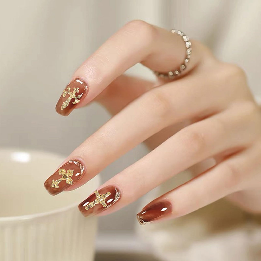 Symphonyw 3D Cross Nail Charms – 60 Pcs Gold Alloy Nail Decorations for Nails & DIY Crafts