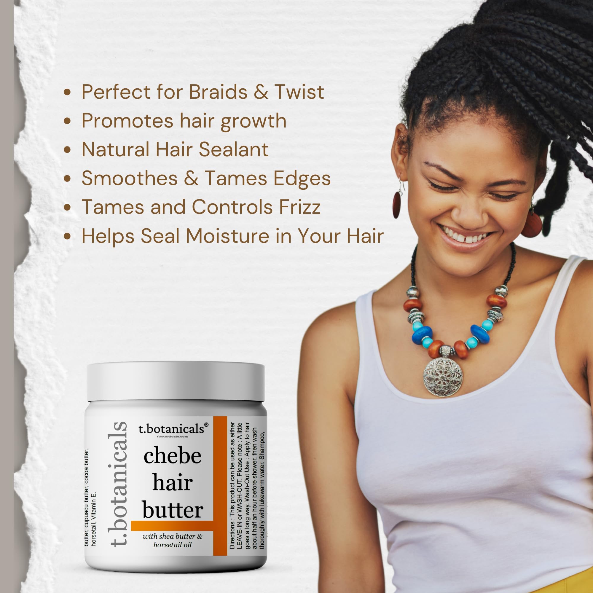t.botanicals Chebe Hair Growth & Thickening Ayurvedic Butter with Horsetail