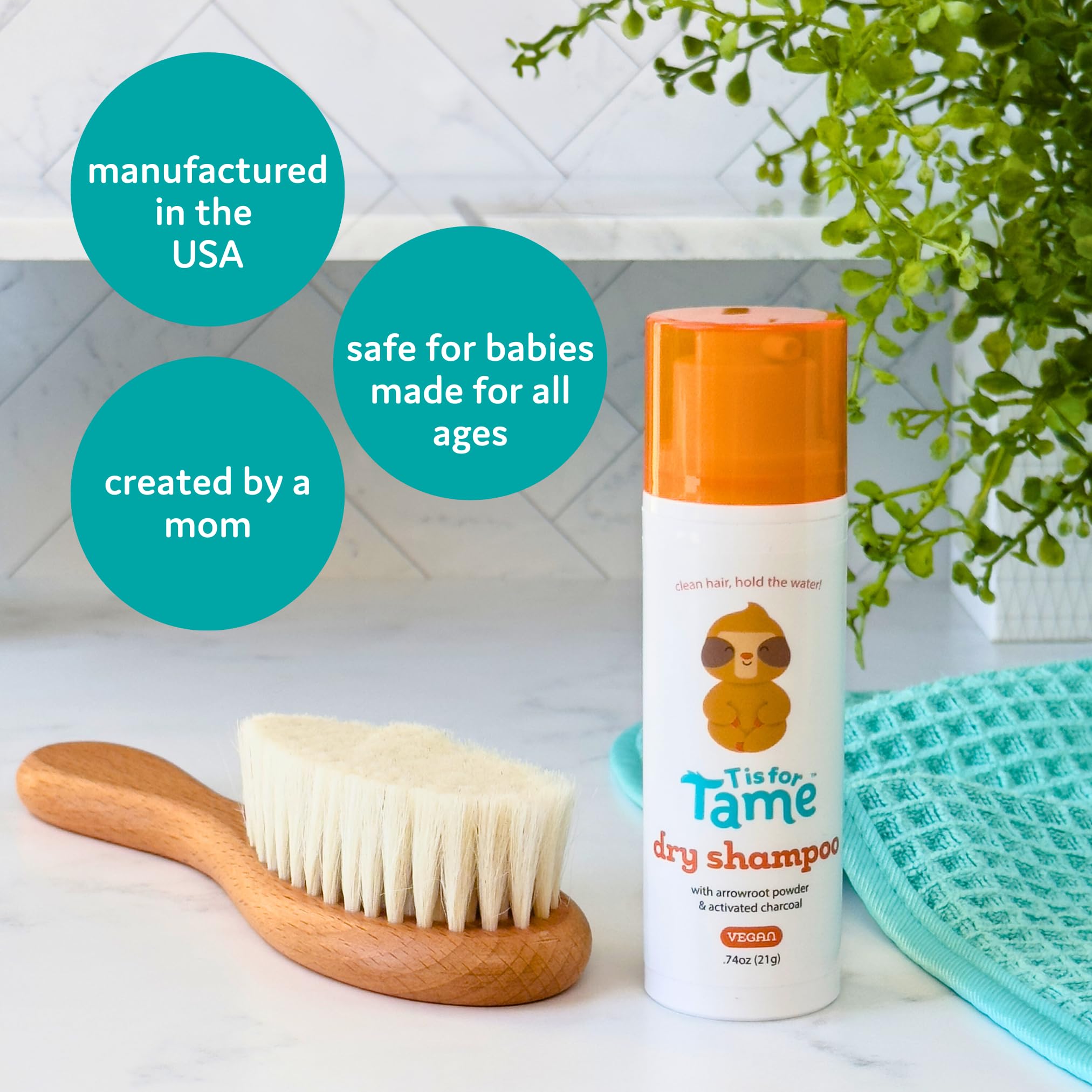 T is for Tame Dry Shampoo for Babies & Kids – Waterless, Non-Aerosol, Sensory Friendly (21 g)