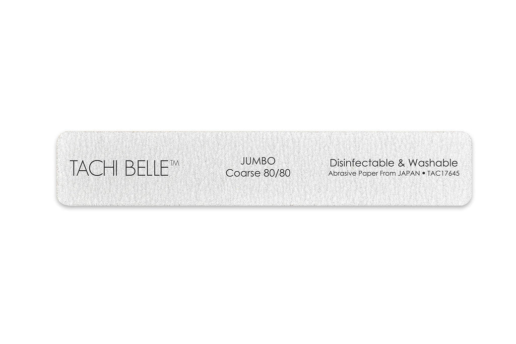 Tachibelle 50 Pcs Premium Japan Abrasive Jumbo File – Washable Zebra Nail Files 80/80 Coarse