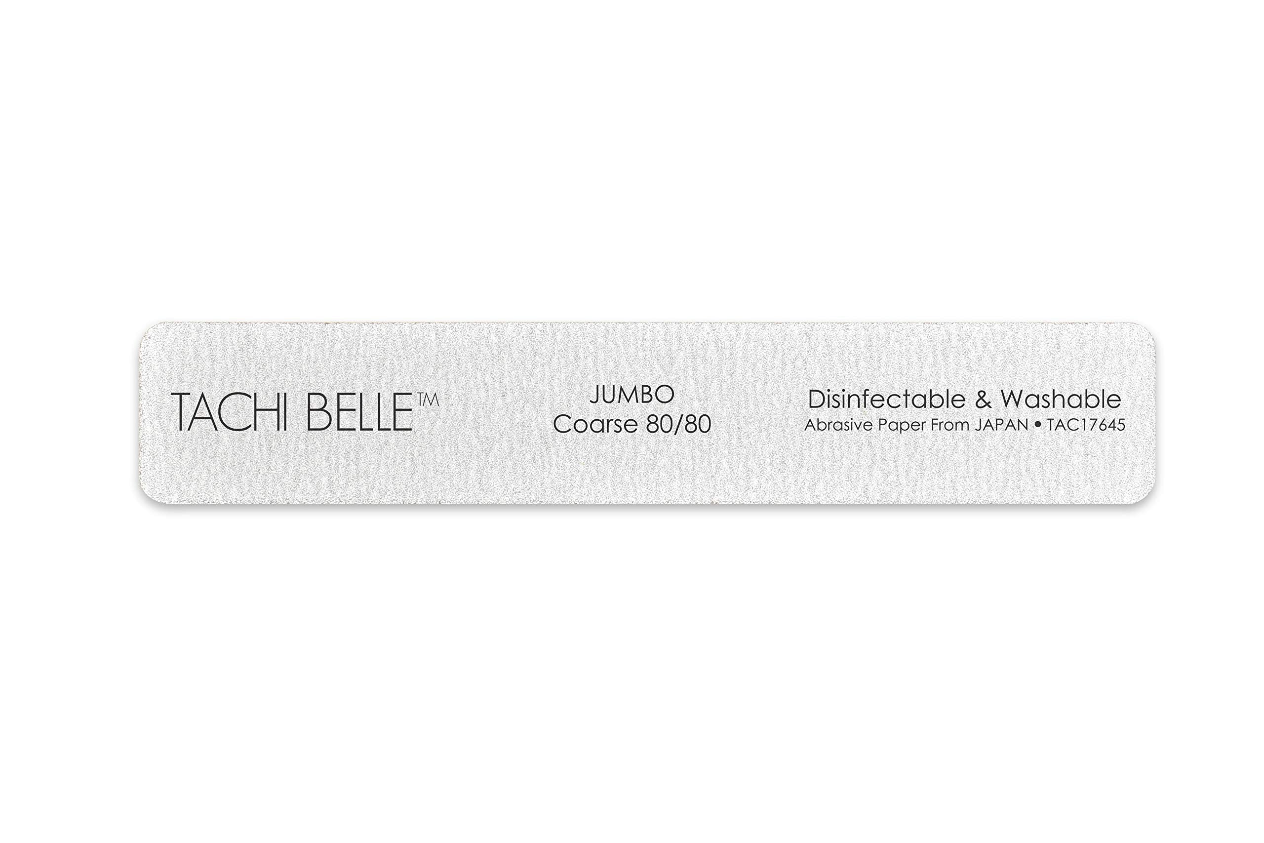Tachibelle 50 Pcs Premium Japan Abrasive Jumbo File – Washable Zebra Nail Files 80/80 Coarse
