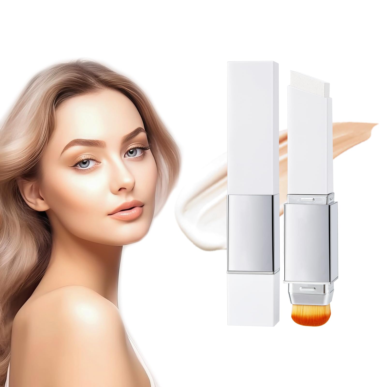 TAEERY Color-Changing Foundation Stick with Dual-Ended Brush | Full Coverage, Lightweight 13g