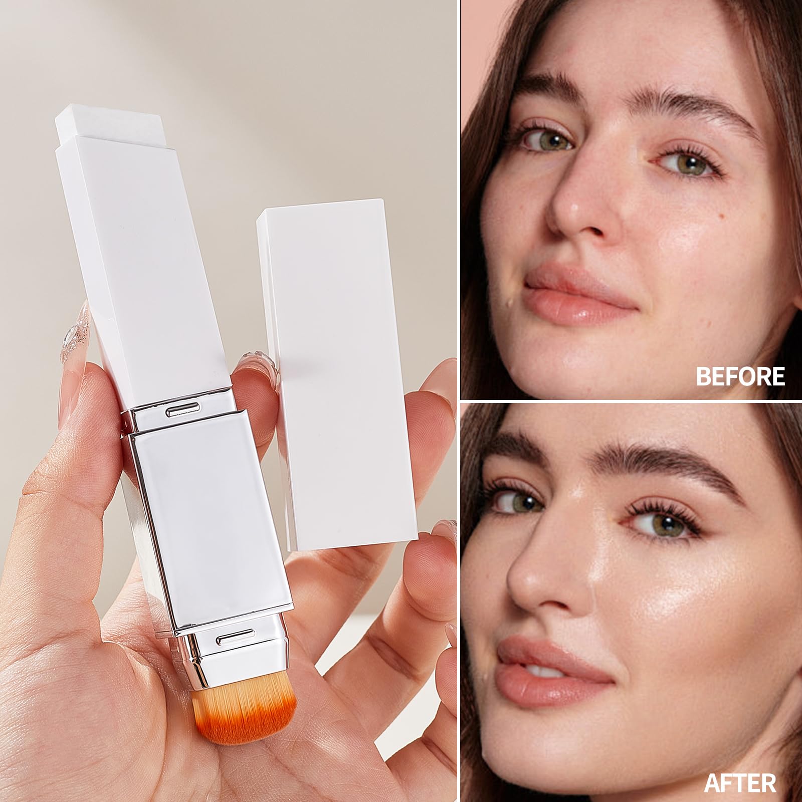 TAEERY Color-Changing Foundation Stick with Dual-Ended Brush | Full Coverage, Lightweight 13g