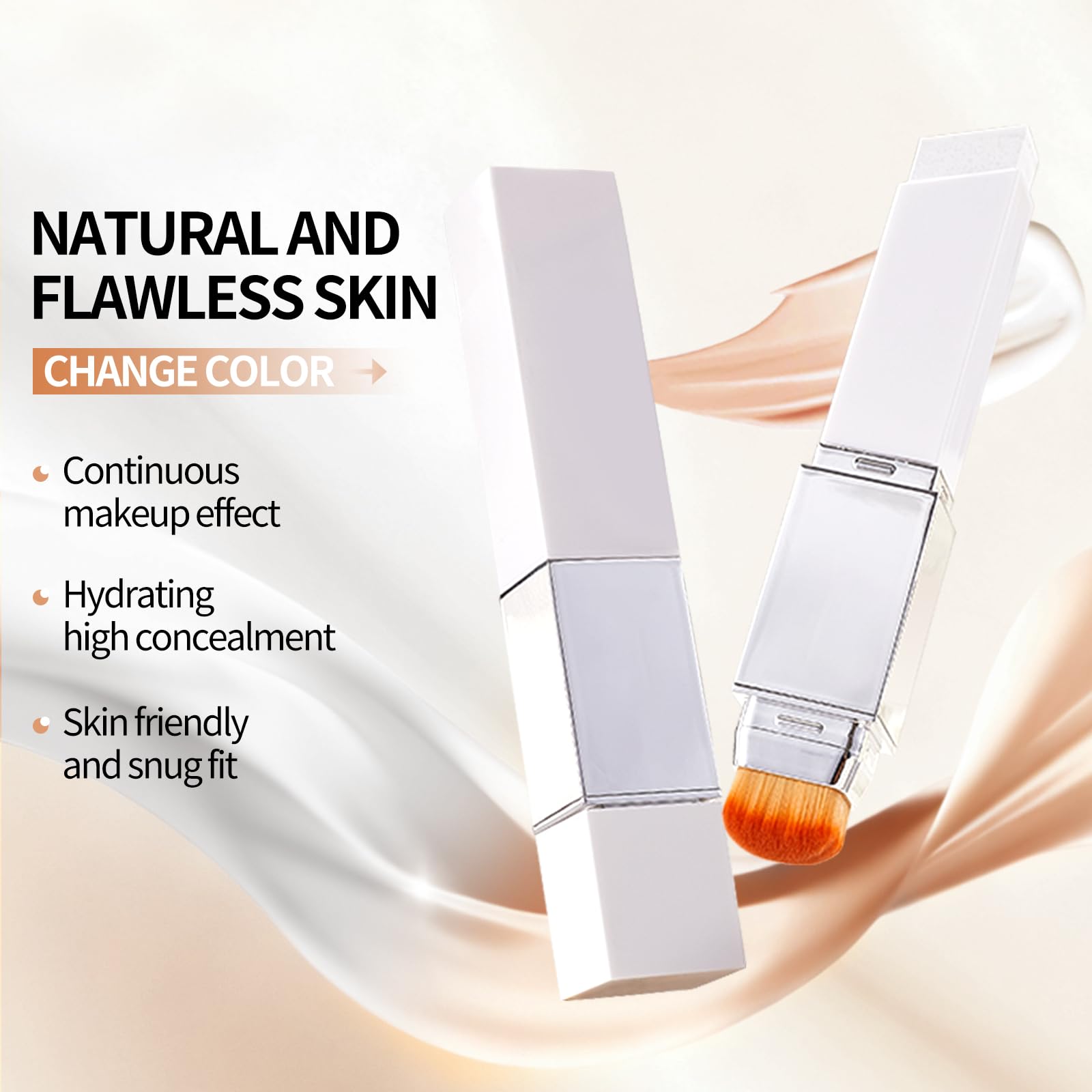 TAEERY Color-Changing Foundation Stick with Dual-Ended Brush | Full Coverage, Lightweight 13g