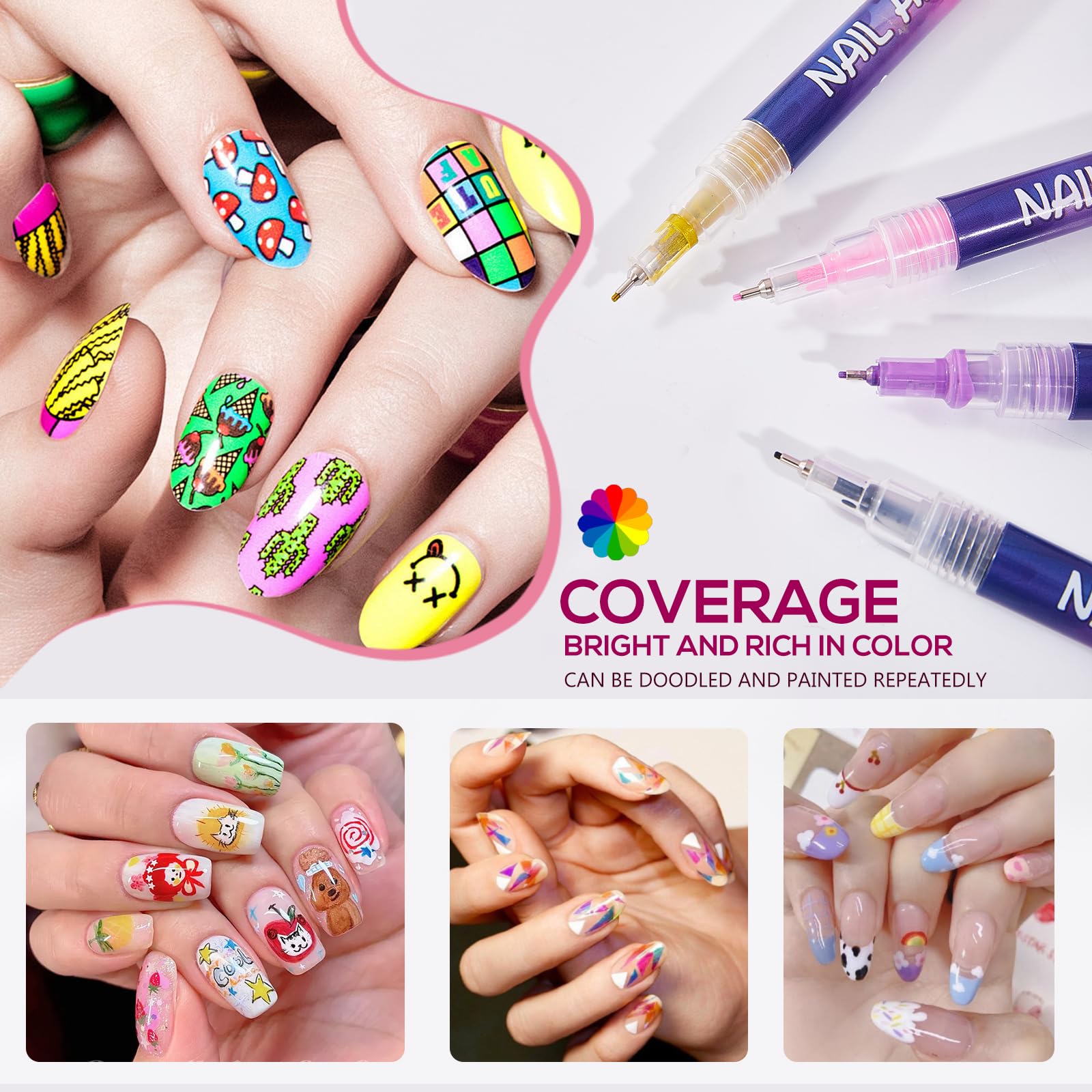 TAEERY 12 Colors Nail Art Markers Set – Quick-Dry Nail Art Pens for Home & Salon