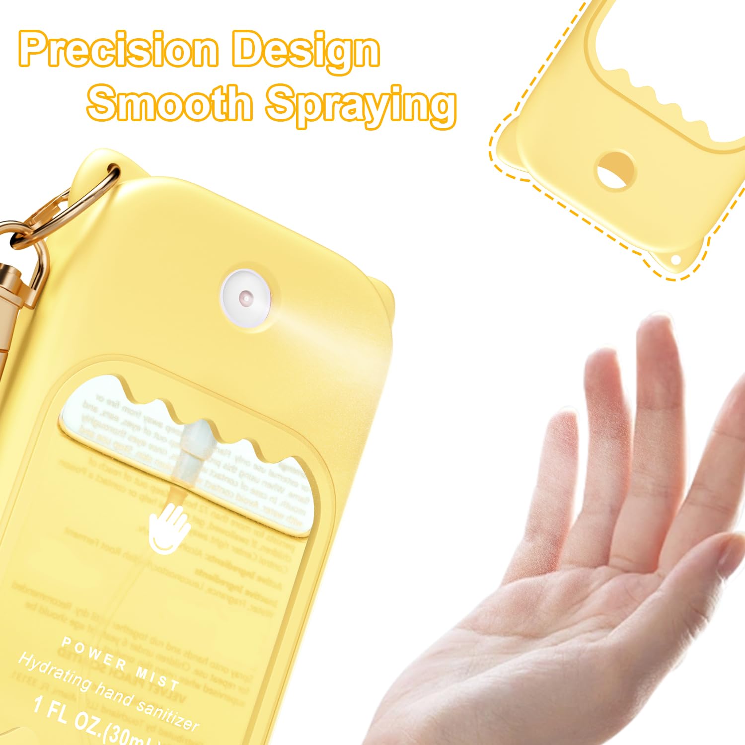 taessv Hand Sanitizer Case for Touchland – Silicone Keychain Holder for Power Mist, Gentle Mist & Glow Mist (Light Yellow)