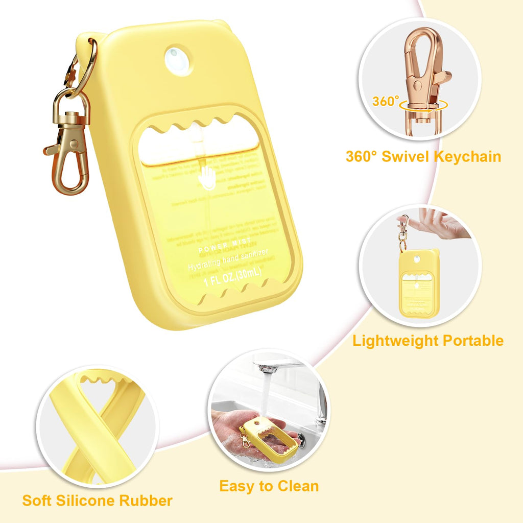 taessv Hand Sanitizer Case for Touchland – Silicone Keychain Holder for Power Mist, Gentle Mist & Glow Mist (Light Yellow)