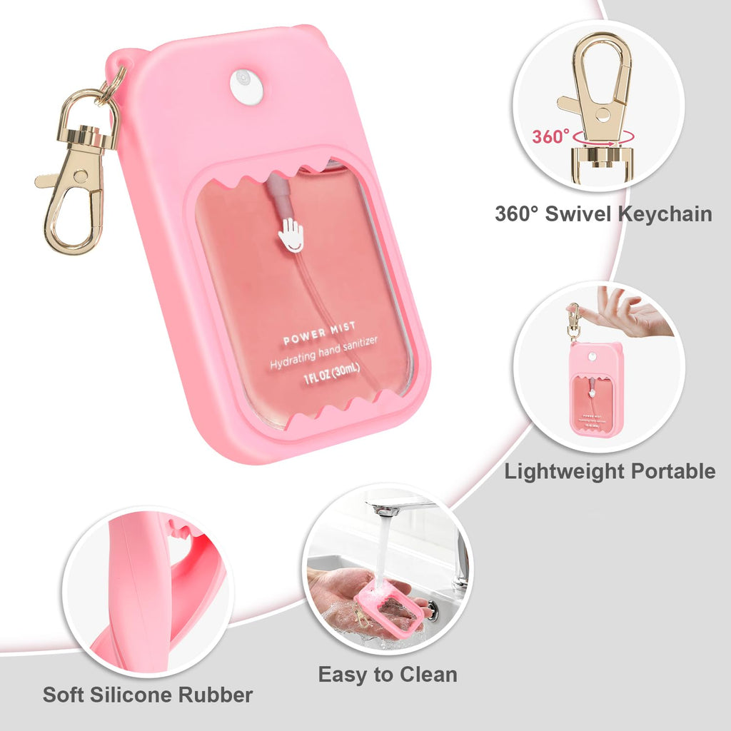 taessv 3Pcs Touchland Silicone Case & Keychain – Cute Holder for Power Mist, Gentle Mist, Glow Mist (Pink, Purple, Blue)