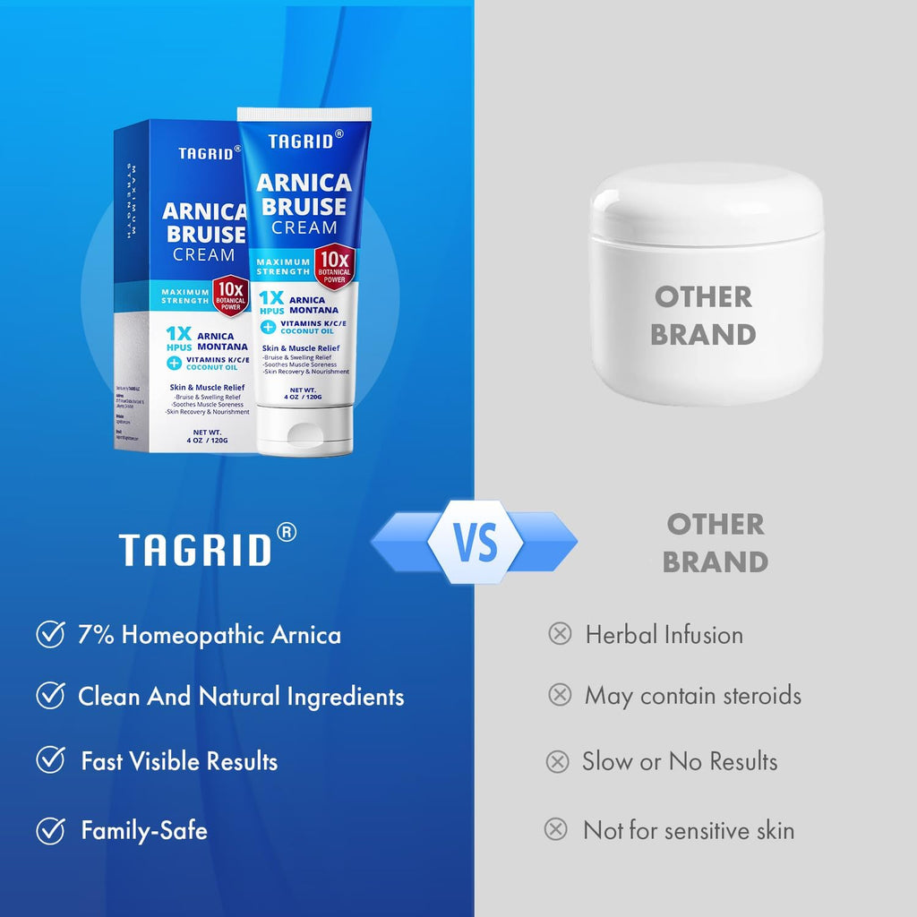 TAGRID Arnica Cream Extra Strength — Fast Bruise & Pain Relief with Vitamin K (4 oz)