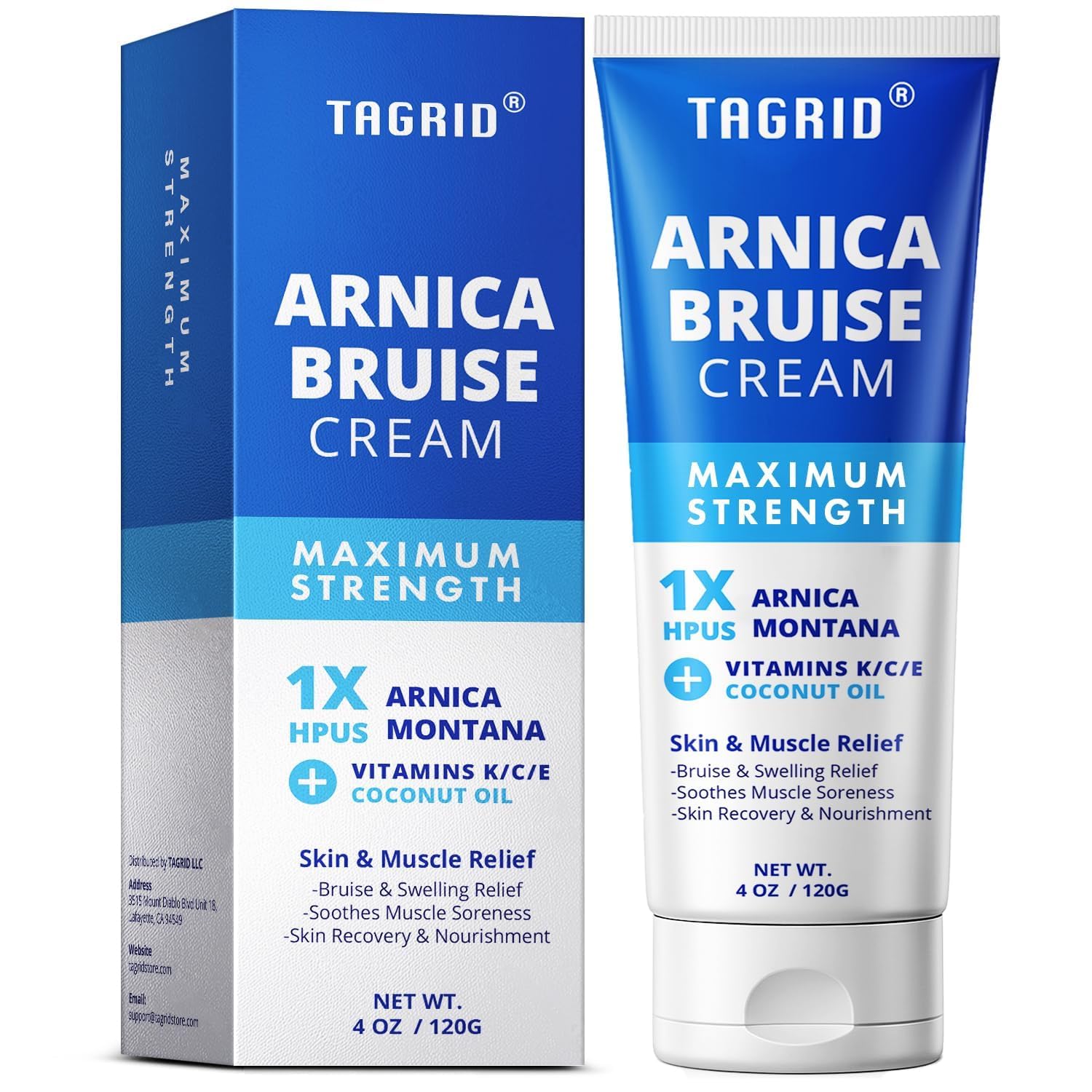 TAGRID Arnica Cream Extra Strength — Fast Bruise & Pain Relief with Vitamin K (4 oz)