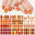 TailaiMei 12 Sheets Fall Nail Wraps – Self-Adhesive Autumn Nail Decals with Leaves & Plaid